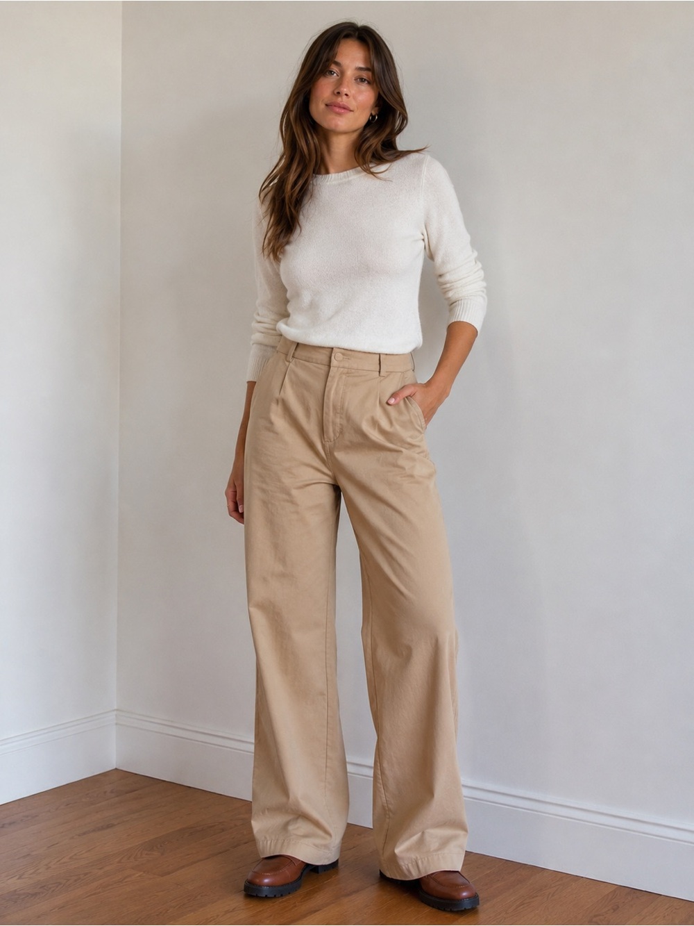 Pendleton Beige Wide-Leg Dress Pants